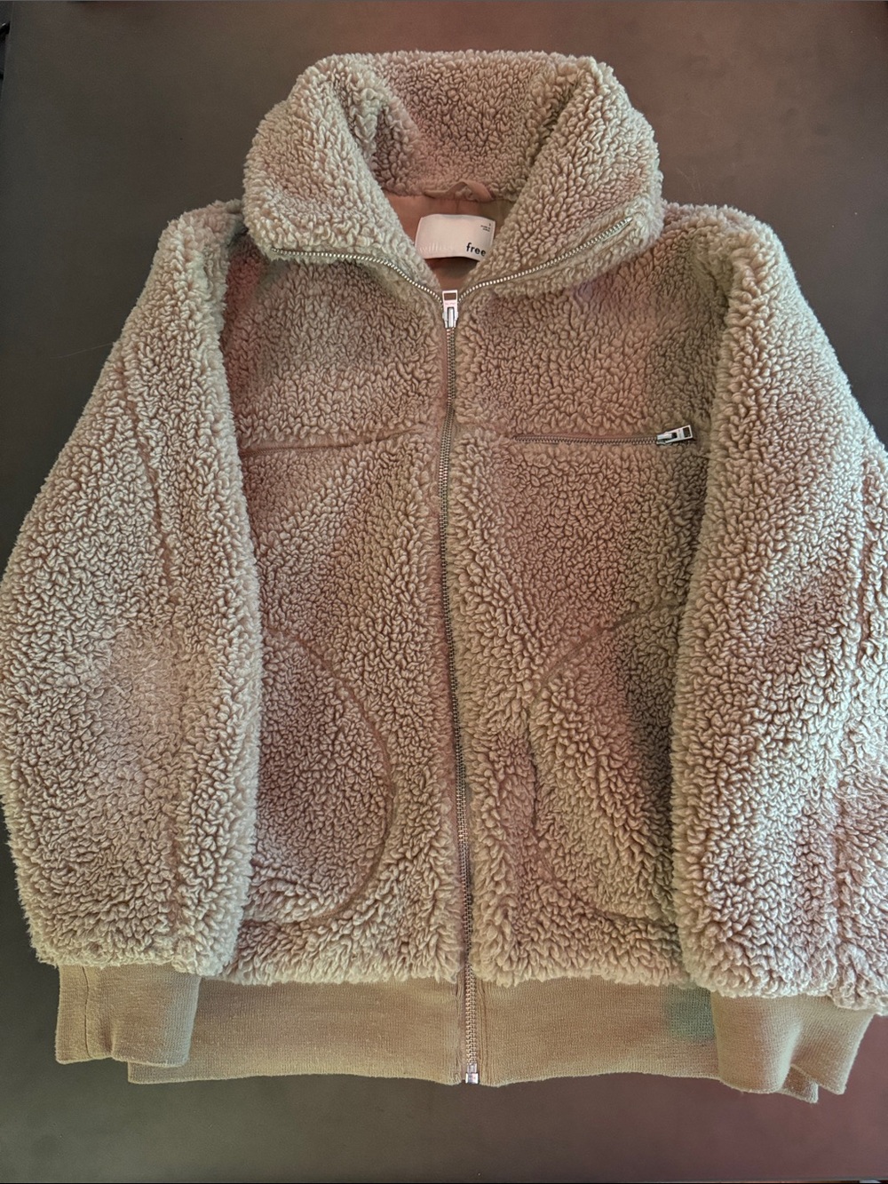 Wilfred Taupe Teddy Sherpa Zip Jacket